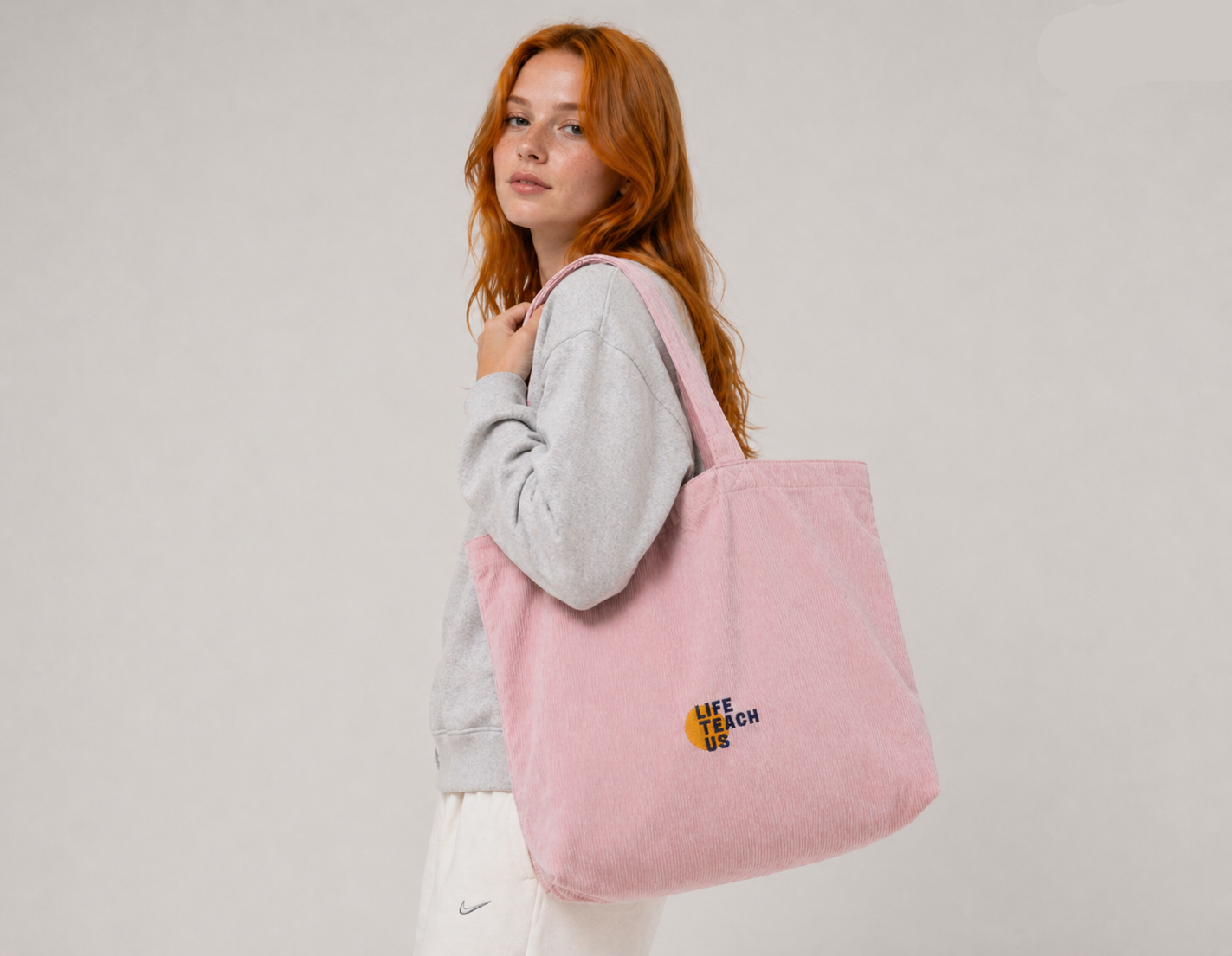 Große Cordtasche rosa